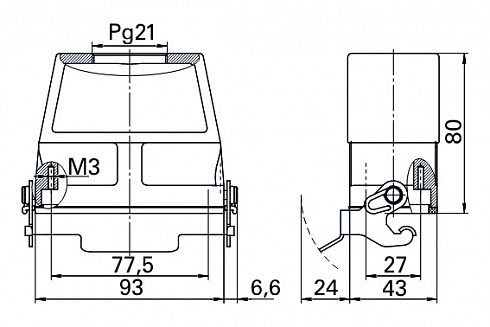 Корпус КМ-КВ-1П/Pg21-1С-77,5х27