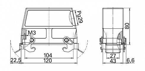 Корпус КМТ-КВ-1Б/Pg29-2С-104х27