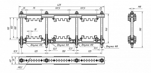 Шинодержатель ШН-10х100-3-3-137,5-П2-УХЛ3