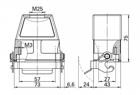 Корпус КМ-КВ-1П/М25-1С-57х27