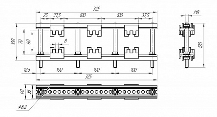 Шинодержатель ШН-8х60-1-3-100-Н1-УХЛ3_(L=325)