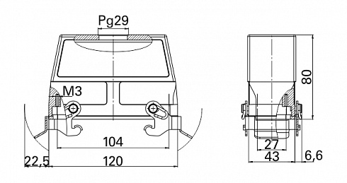 Корпус КМТ-КВ-1П/Pg29-2С-104х27