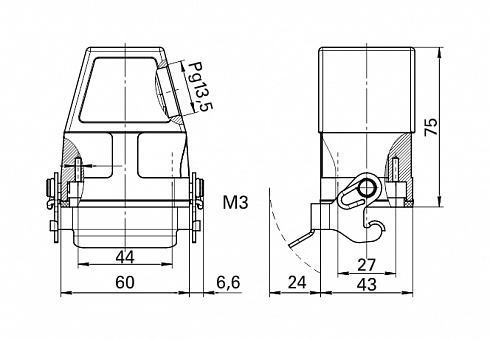 Корпус КМ-КВ-1Б/Pg13,5-1С-44х27