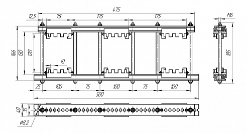 Шинодержатель ШН-10х120-3-3-175-П2-УХЛ3_(l1=500_l2=475)