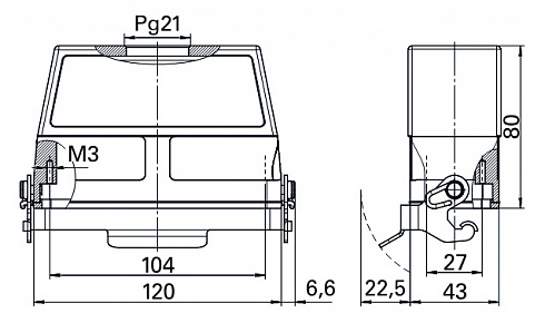 Корпус КМ-КВ-1П/Pg29-1С-104х27