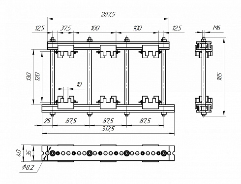 Шинодержатель ШН-10х120-1-3-100-П2-УХЛ3_(k=12.5)