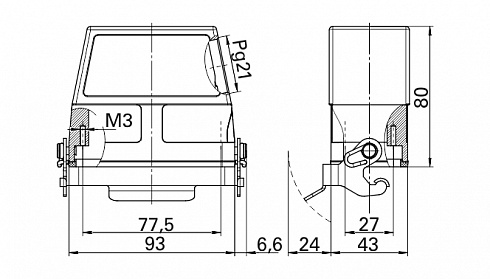 Корпус КМТ-КВ-1Б/Pg21-1С-77,5х27