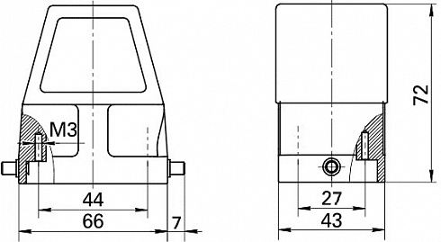 Корпус КМ-КВ-0-1В-44х27