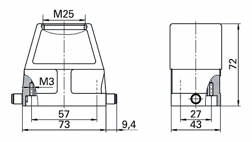 Корпус КМ-КВ-1П/М25-1В-57х27
